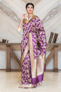 Purple Banarasi Saree With Blouse Piece