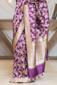 Purple Banarasi Saree With Blouse Piece
