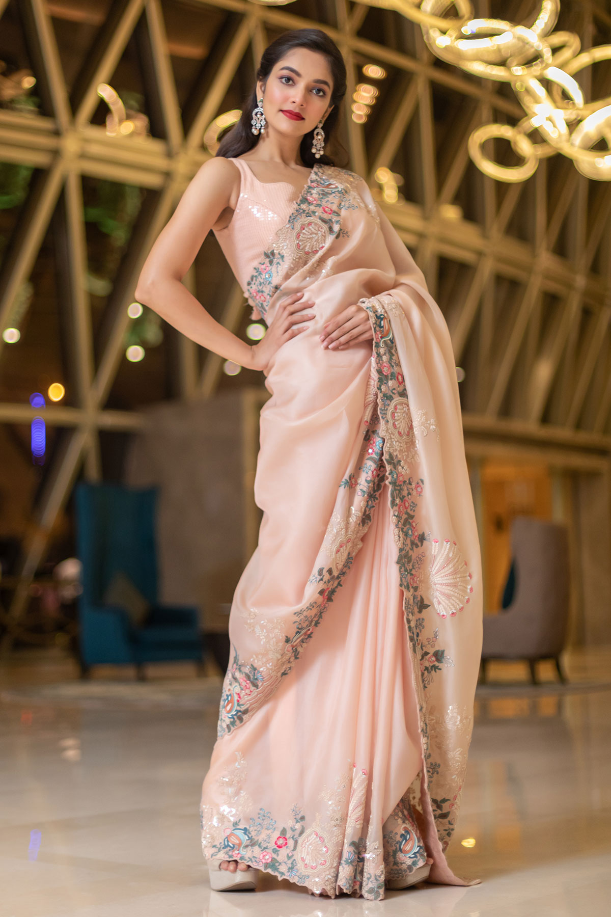 KARAGIRI Womens Tussar Silk Peach Saree With Blouse Piece : Amazon.in:  Fashion