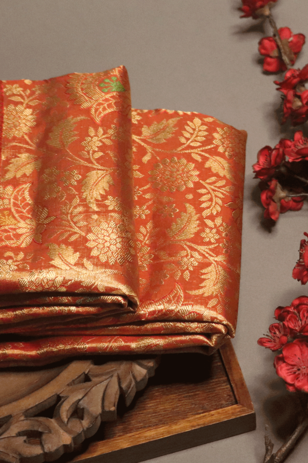 Nirmal Creations Red Gold Kanjivaram Silk Saree