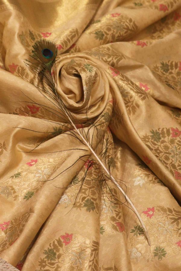 Gold Handloom Banarasi Silk Saree with Blouse Piece