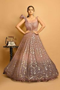 Dusty Pink Georgette Shaded Gown, INDO-WESTERN DRESSES COLLECTION 2022