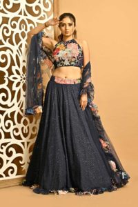 Ethereal Blue Chikken Lehenga With Heavy Blouse, INDO-WESTERN DRESSES COLLECTION 2022