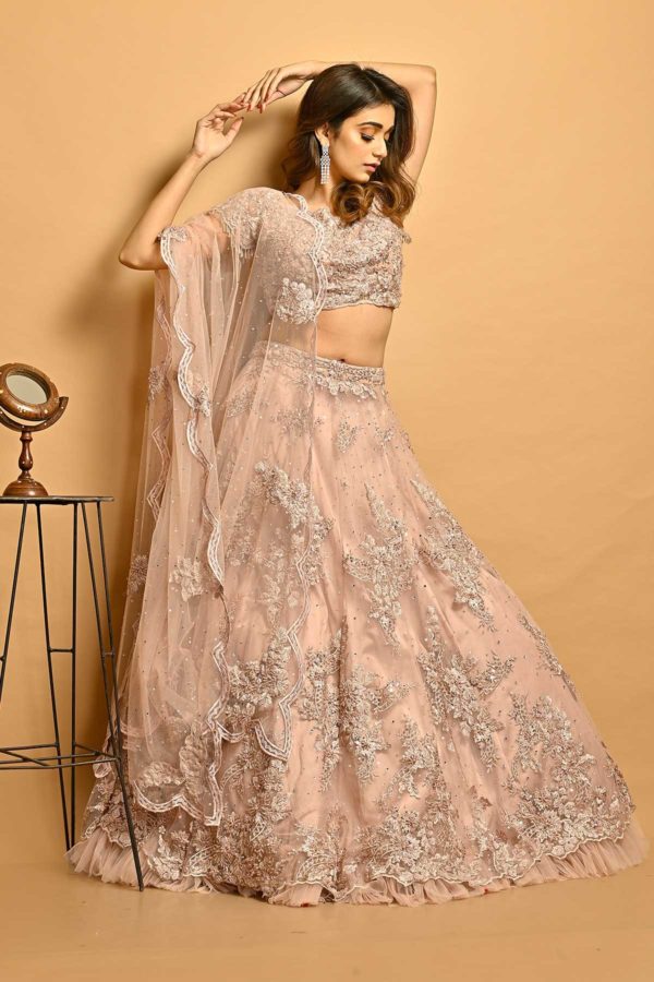Roseate Dusty Pink Heavy Embroidered Lehenga