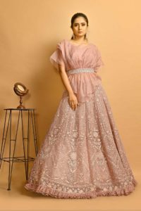 Seraphic Rose Pink Net Lehenga With Organza Top, INDO-WESTERN DRESSES COLLECTION 2022