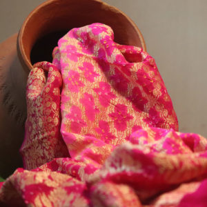 Pink Banarasi Bandhani Georgette Silk Dupatta