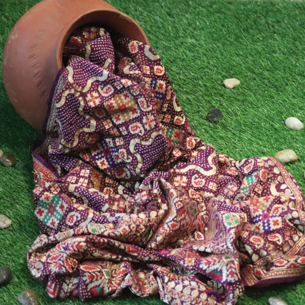 Purple Banarasi Bandhani Georgette Silk Dupatta