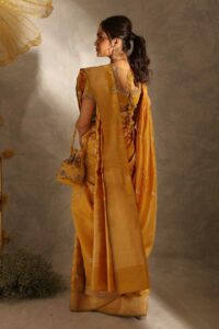 Yellow Floral Jaal Banarasi Silk Saree